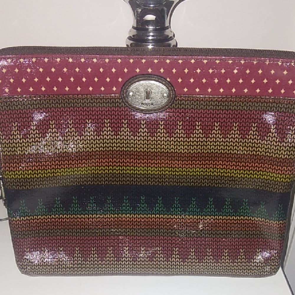 Fossil Red and Yellow Laptop Bag with Elegant Design *Price Is Final*